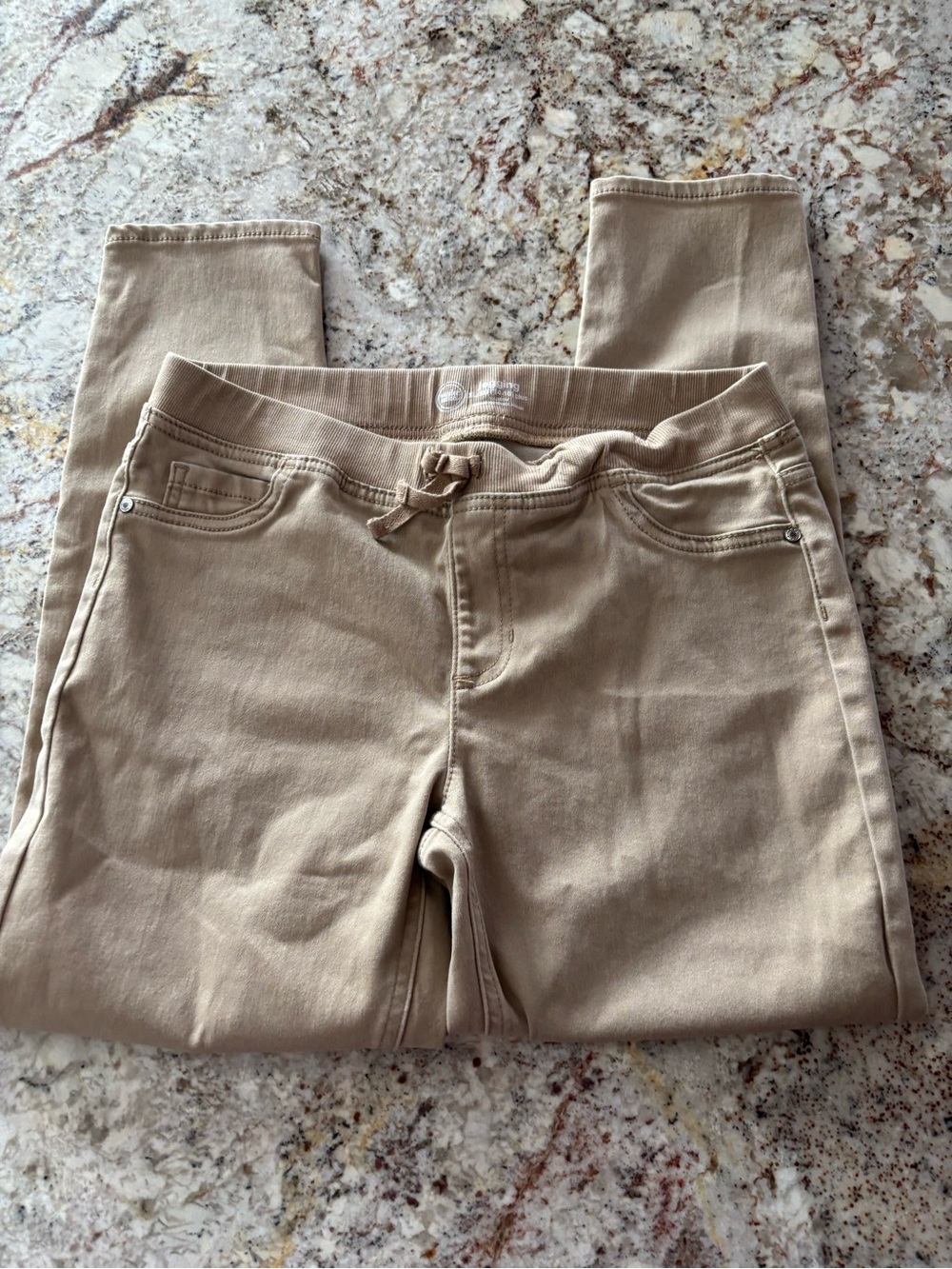 wonder nation Tan Pull-On Jeggings with Elastic Waist and Drawstring